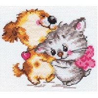 Набор для вышивания крестом "Обожаю!", 14 см х 11 см артикул 8749c.