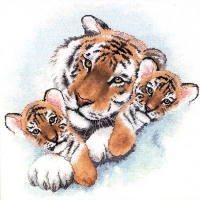 Набор для вышивания крестом Dimensions "Тигрица с тигрятами", 28 см х 28 см артикул 8850c.